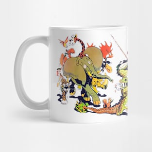 Funny forest animals walking one of them comes fishing Mug